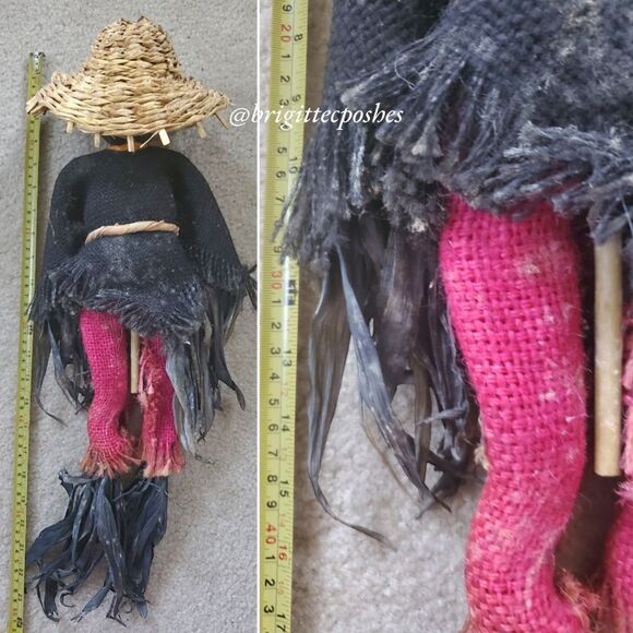 FALL THANKSGIVING HALLOWEEN 14" in. if Sitting, Scarecrow Straw Doll - Picture 11 of 11